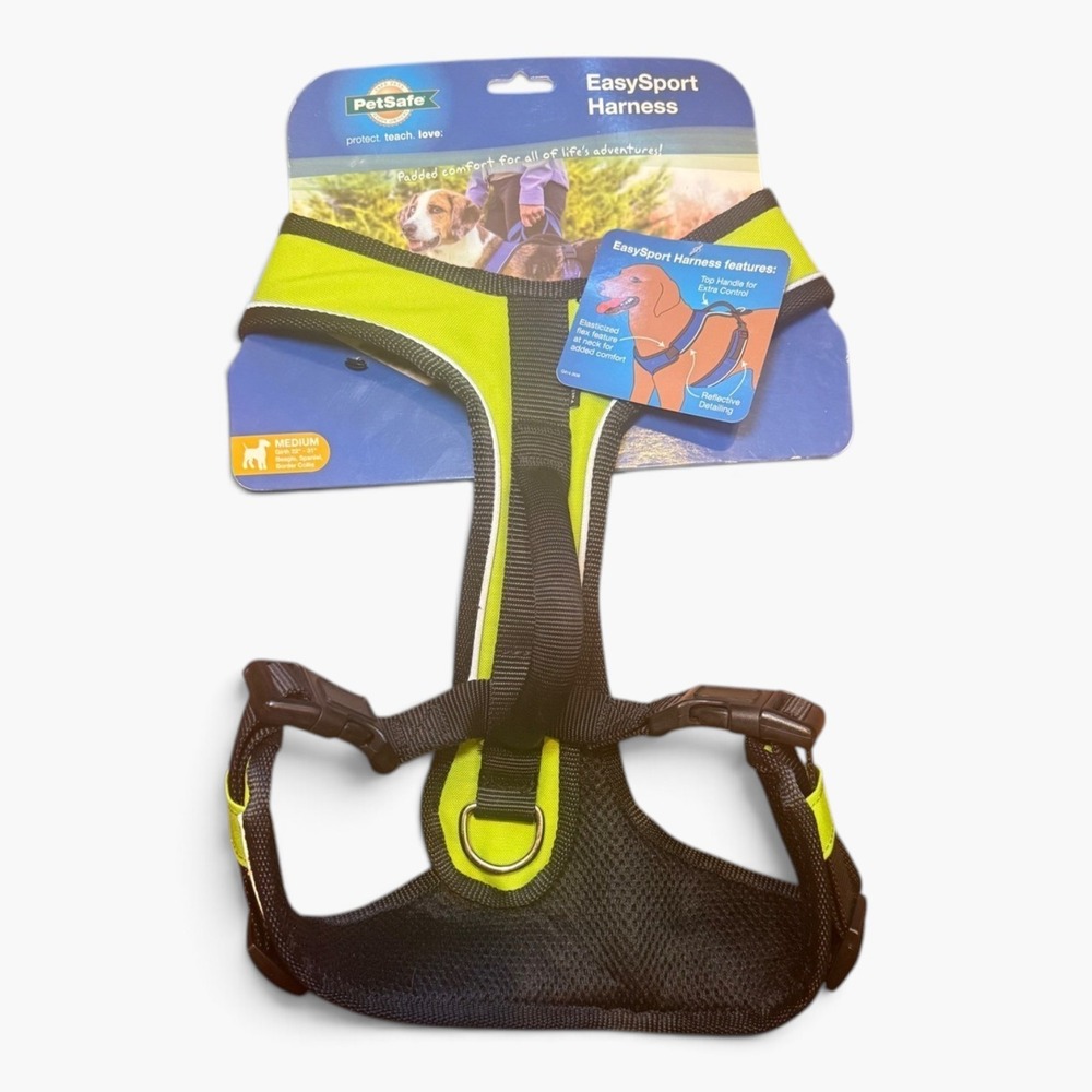 PetSafe EasySport Dog Harness Medium Lime Green Reflective Padded EASH-M-APL